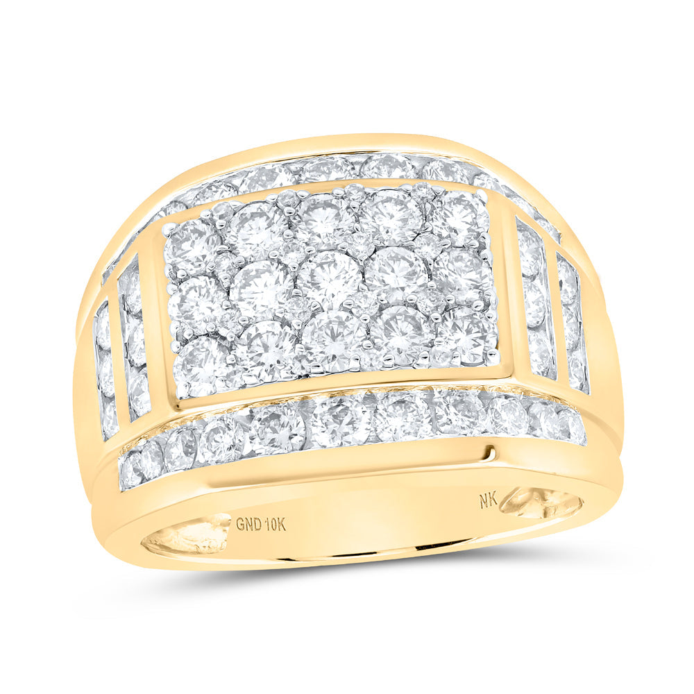 10kt Yellow Gold Mens Round Diamond Band Ring 3 Cttw