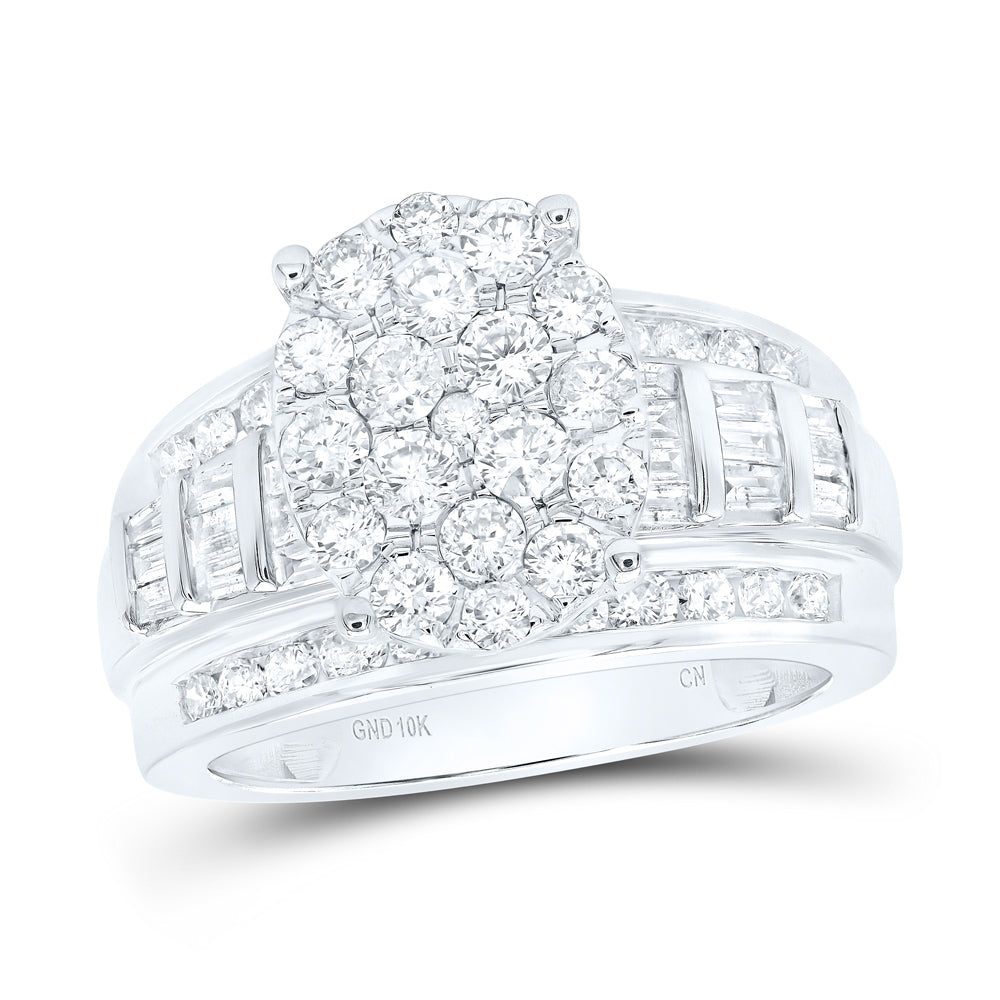 10kt White Gold Round Diamond Oval Bridal Wedding Engagement Ring 2 Cttw