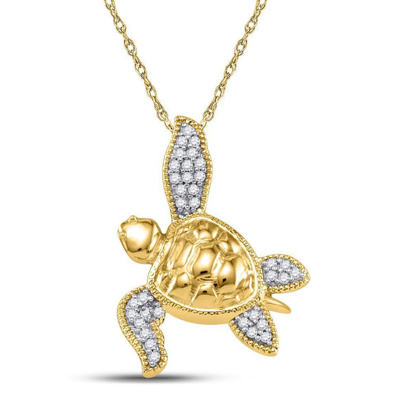 10K Solid Yellow Gold Turtle Shell Charm Pendant - Handcrafted, Polished, Made In USA - View #9