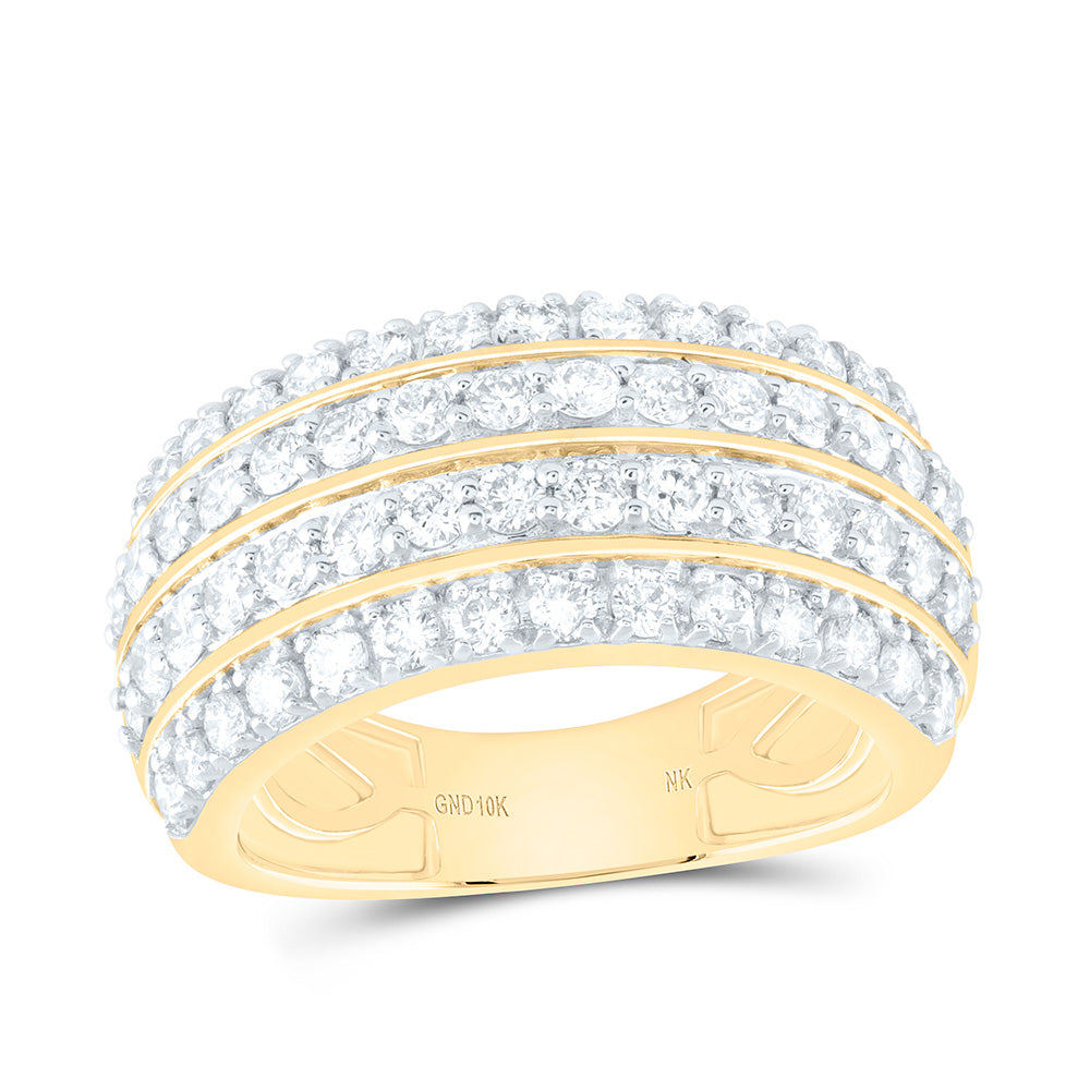 10kt Yellow Gold Womens Round Diamond 4-Row Band Ring 1-5/8 Cttw