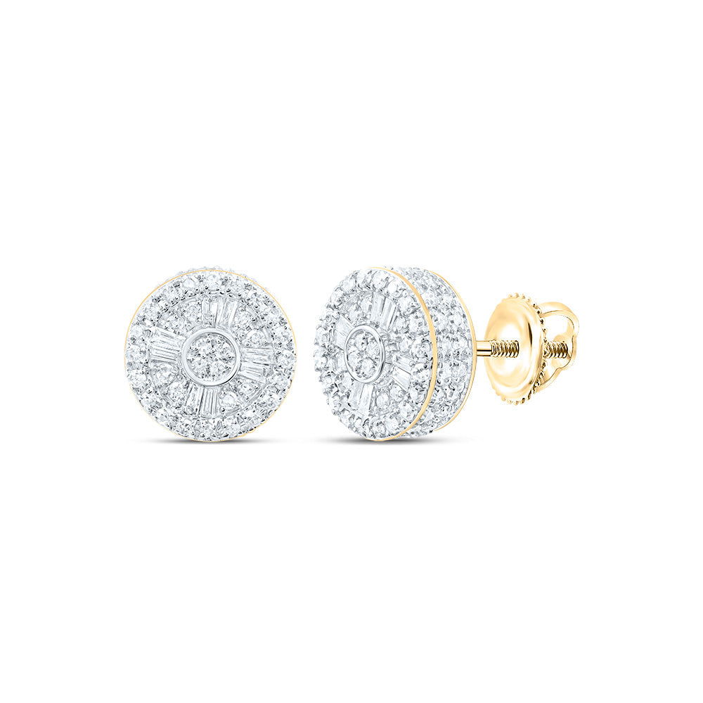 10kt Yellow Gold Baguette Diamond Circle Earrings 1/2 Cttw