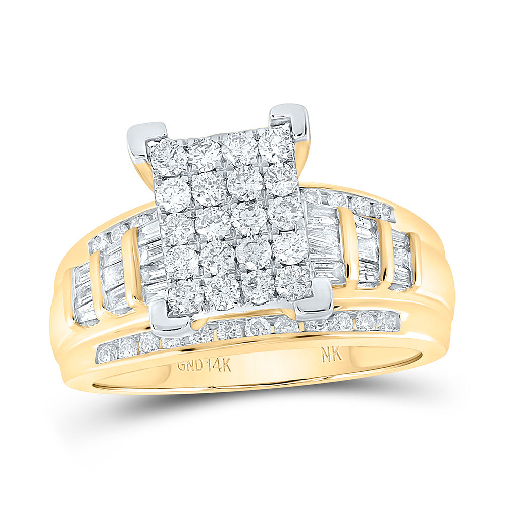 10kt Yellow Gold Round Diamond Cluster Bridal Wedding Engagement Ring 1 Cttw