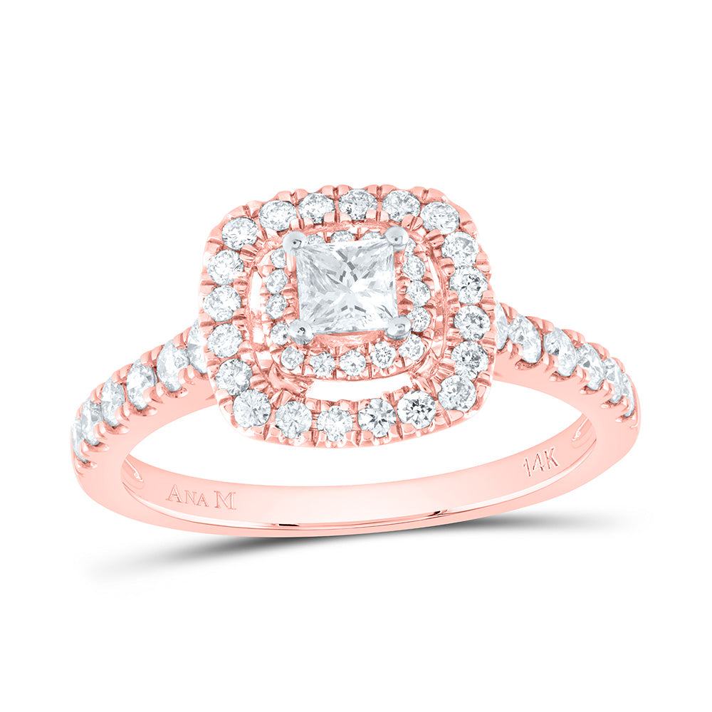 14kt Rose Gold Princess Diamond Solitaire Bridal Wedding Engagement Ring 3/4 Cttw
