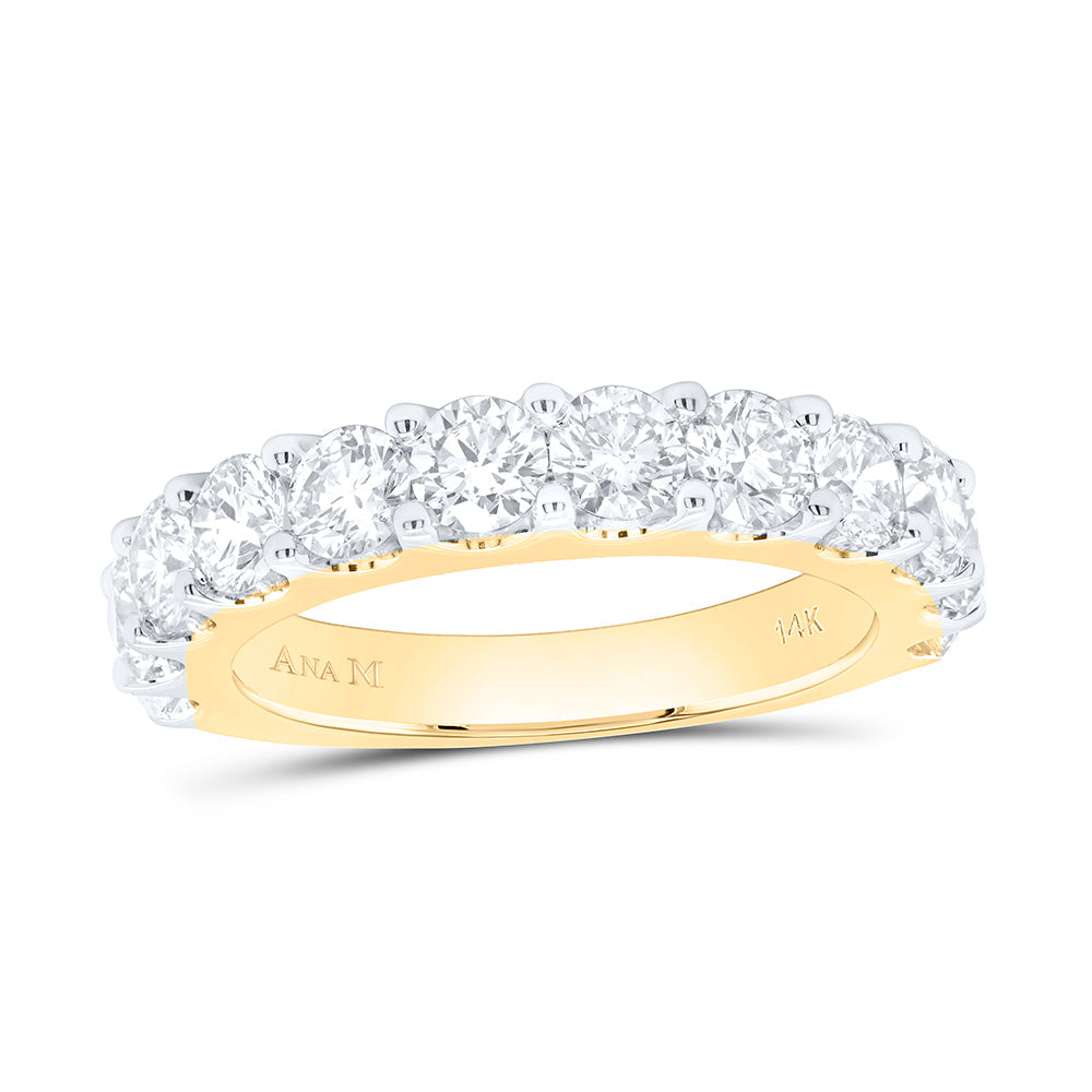 14kt Yellow Gold Womens Round Diamond Band Ring 2 Cttw