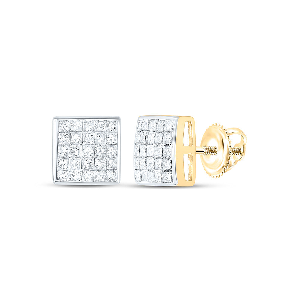 14kt Yellow Gold Womens Princess Diamond Square Earrings 5/8 Cttw