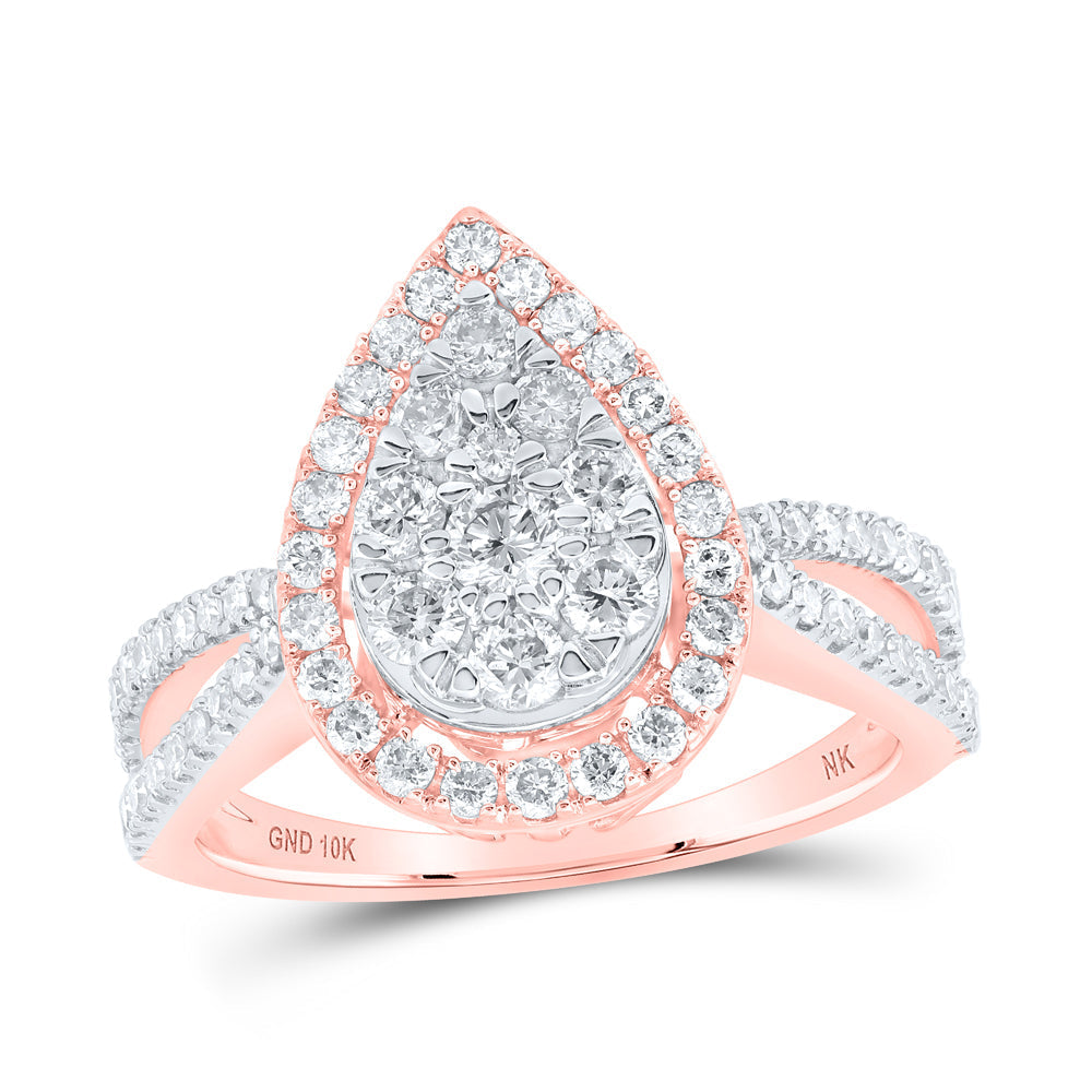 10kt Rose Gold Round Diamond Teardrop Bridal Wedding Engagement Ring 1 Gold N Diamonds