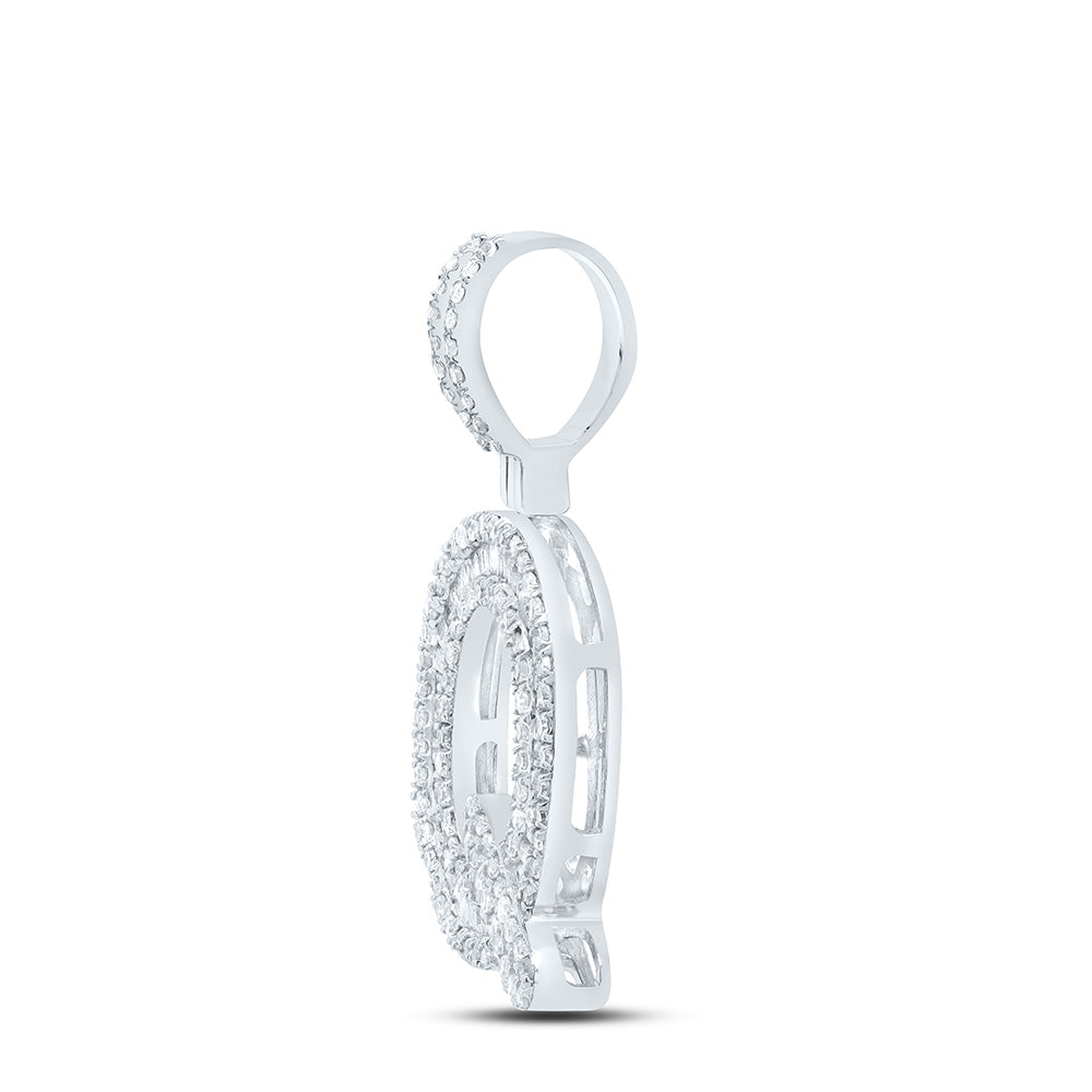 10kt White Gold Mens Baguette Diamond Q Initial Letter Pendant 1/2 Cttw