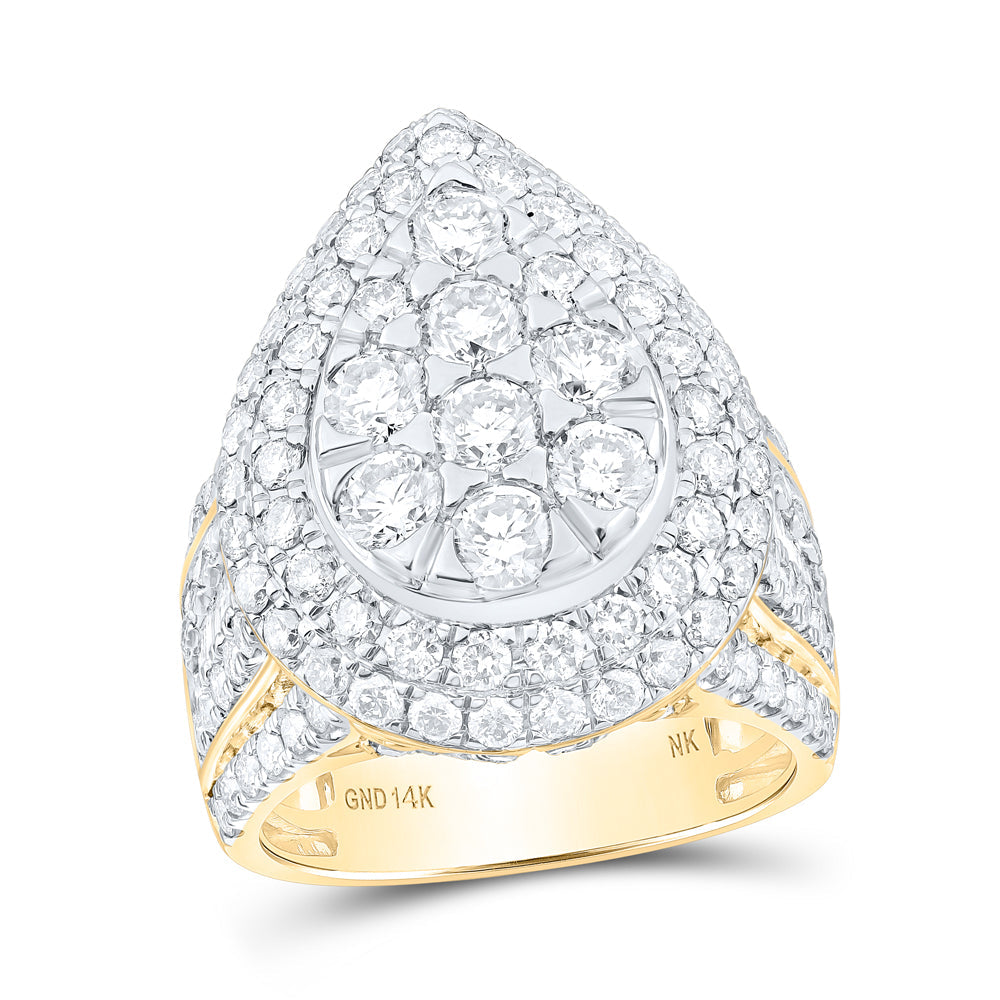 14kt Yellow Gold Womens Round Diamond Teardrop Ring 4 Cttw