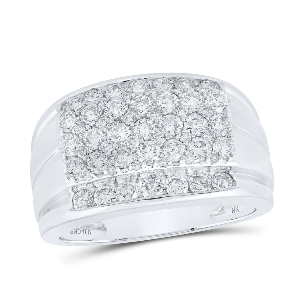 10kt White Gold Mens Round Diamond Band Ring 2 Cttw