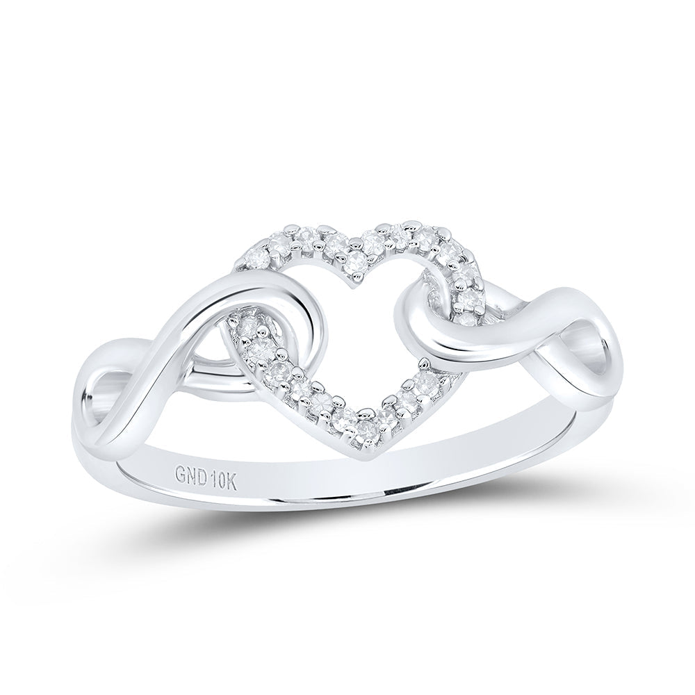 10K White Gold Black and White Diamond Infinity and Heart Ring 10K White Gold Black and White Diamond Infinity and Heart Ring
