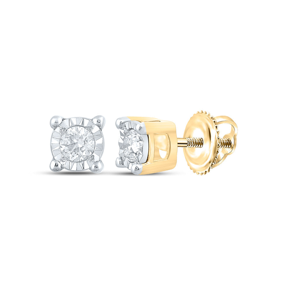 10kt Yellow Gold Round Diamond Stud Earrings 1/5 Cttw