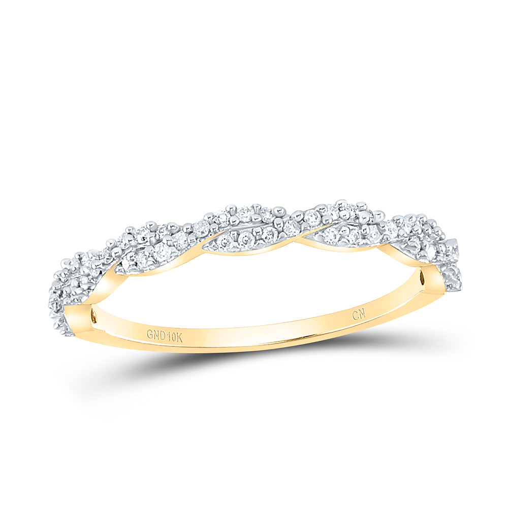 10kt Yellow Gold Womens Round Diamond Twist Stackable Band Ring 1/6 Cttw