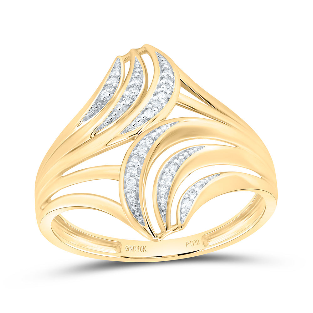 10kt Yellow Gold Womens Round Diamond Fashion Ring 1/20 Cttw