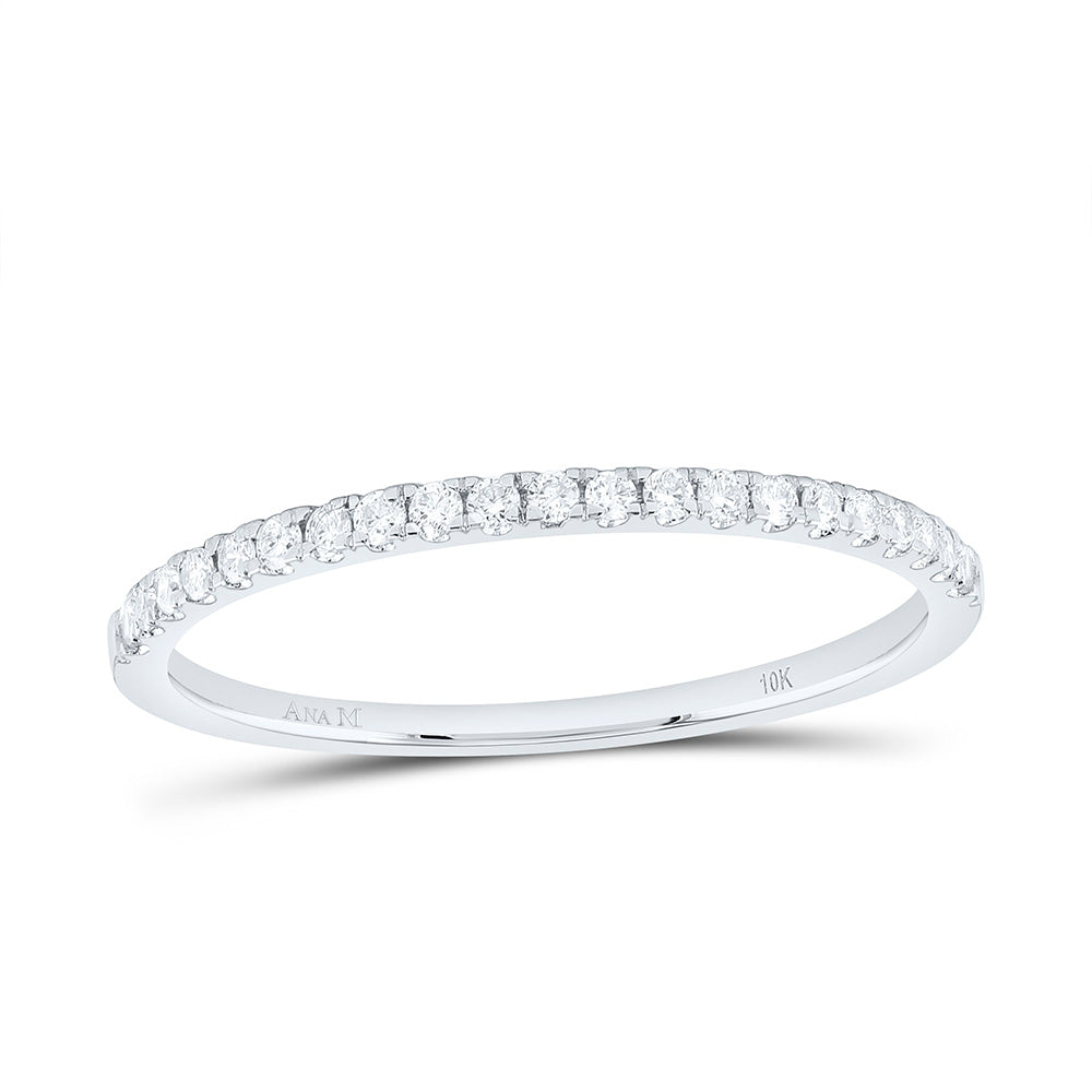 10kt White Gold Womens Round Diamond Stackable Band Ring 1/6 Cttw