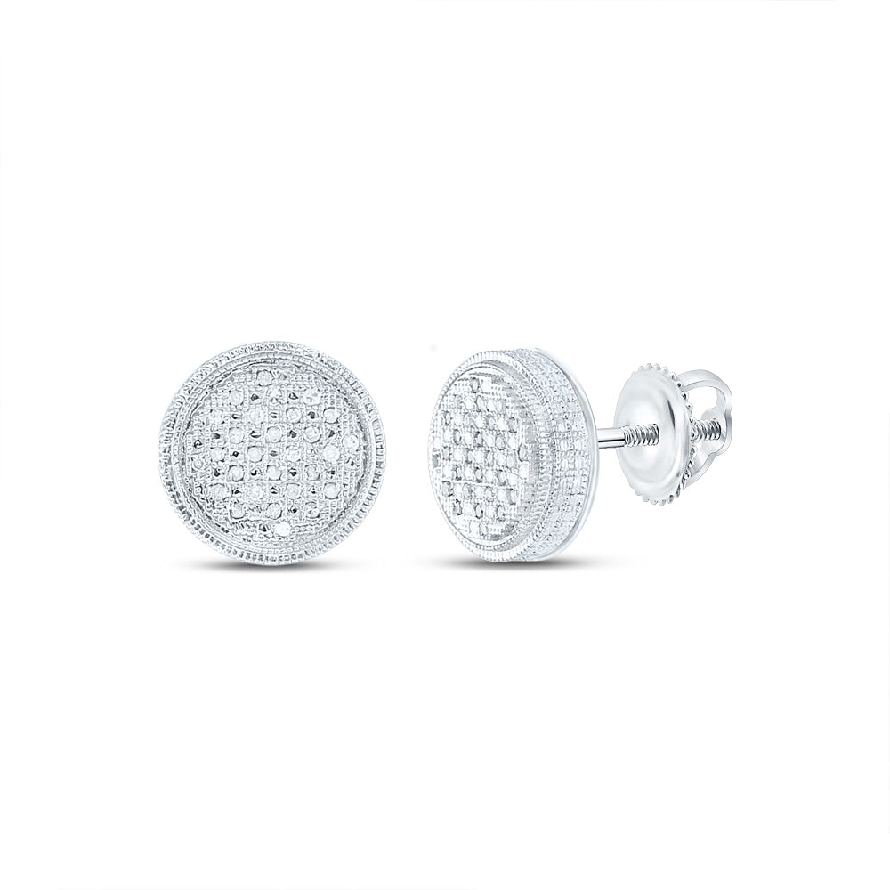Sterling Silver Round Diamond Disk Circle Earrings 1/6 Cttw