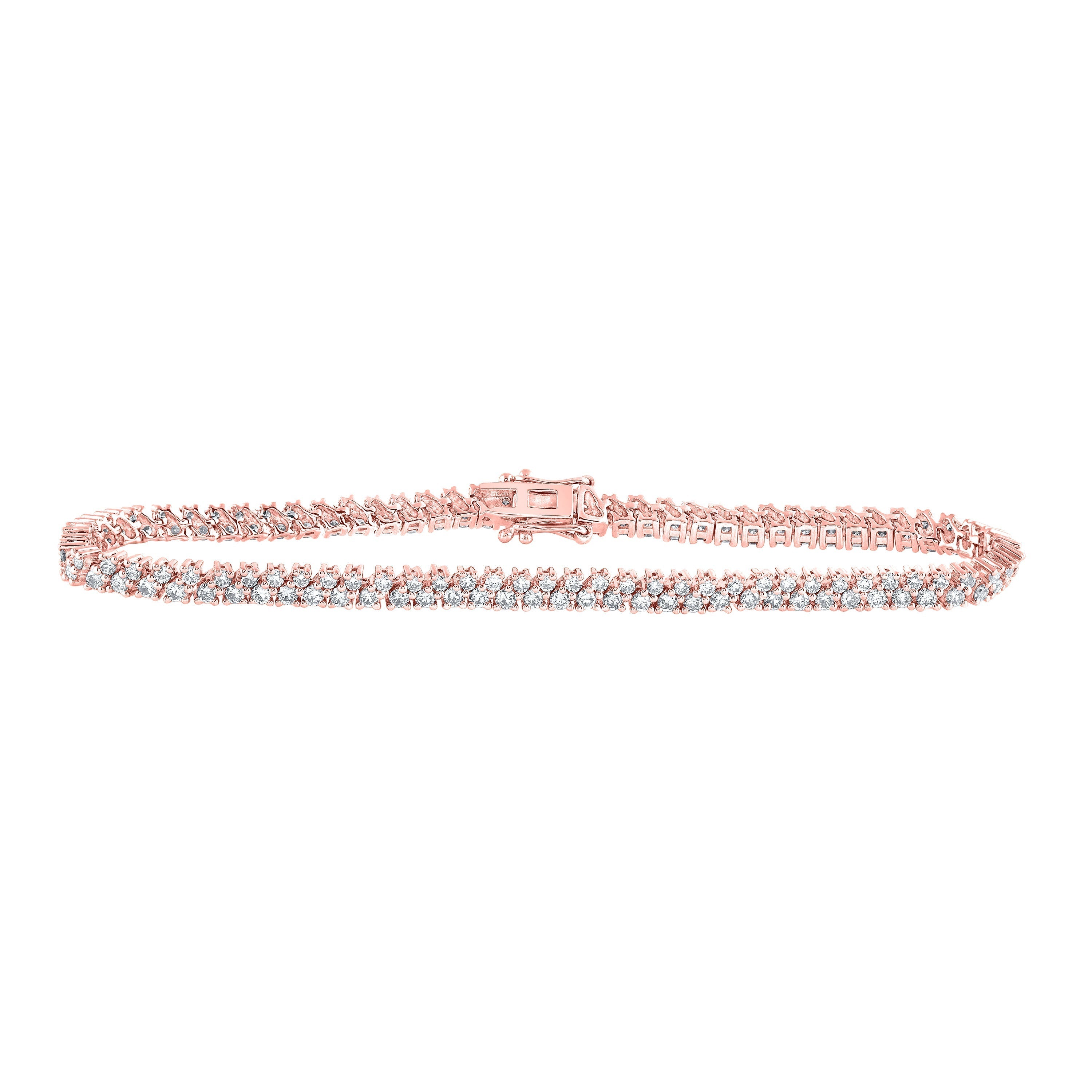 14kt Rose Gold Womens Round Diamond Tennis Bracelet 2-7/8 Cttw