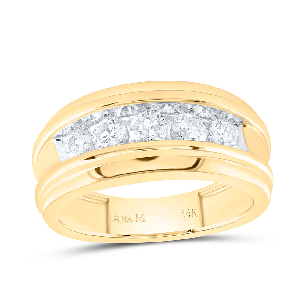 14kt Yellow Gold Mens Round Diamond Wedding Channel Set Band Ring 1 Cttw
