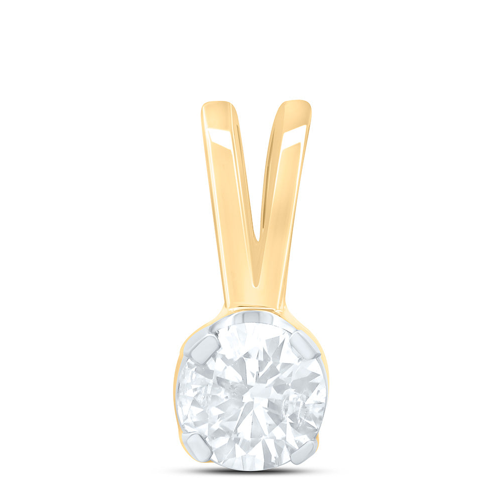 14kt Yellow Gold Womens Round Diamond Solitaire Pendant 1/5 Cttw