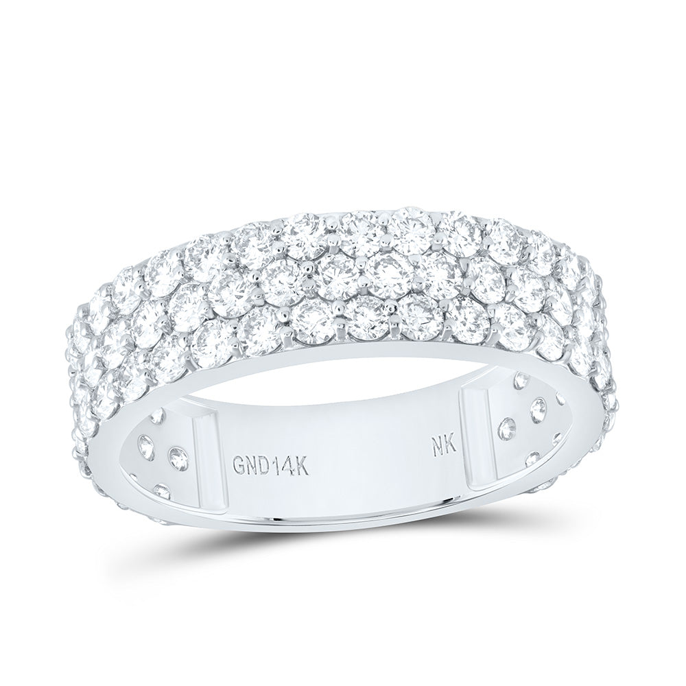 14kt White Gold Mens Round Diamond Pave Band Ring 2-7/8 Cttw