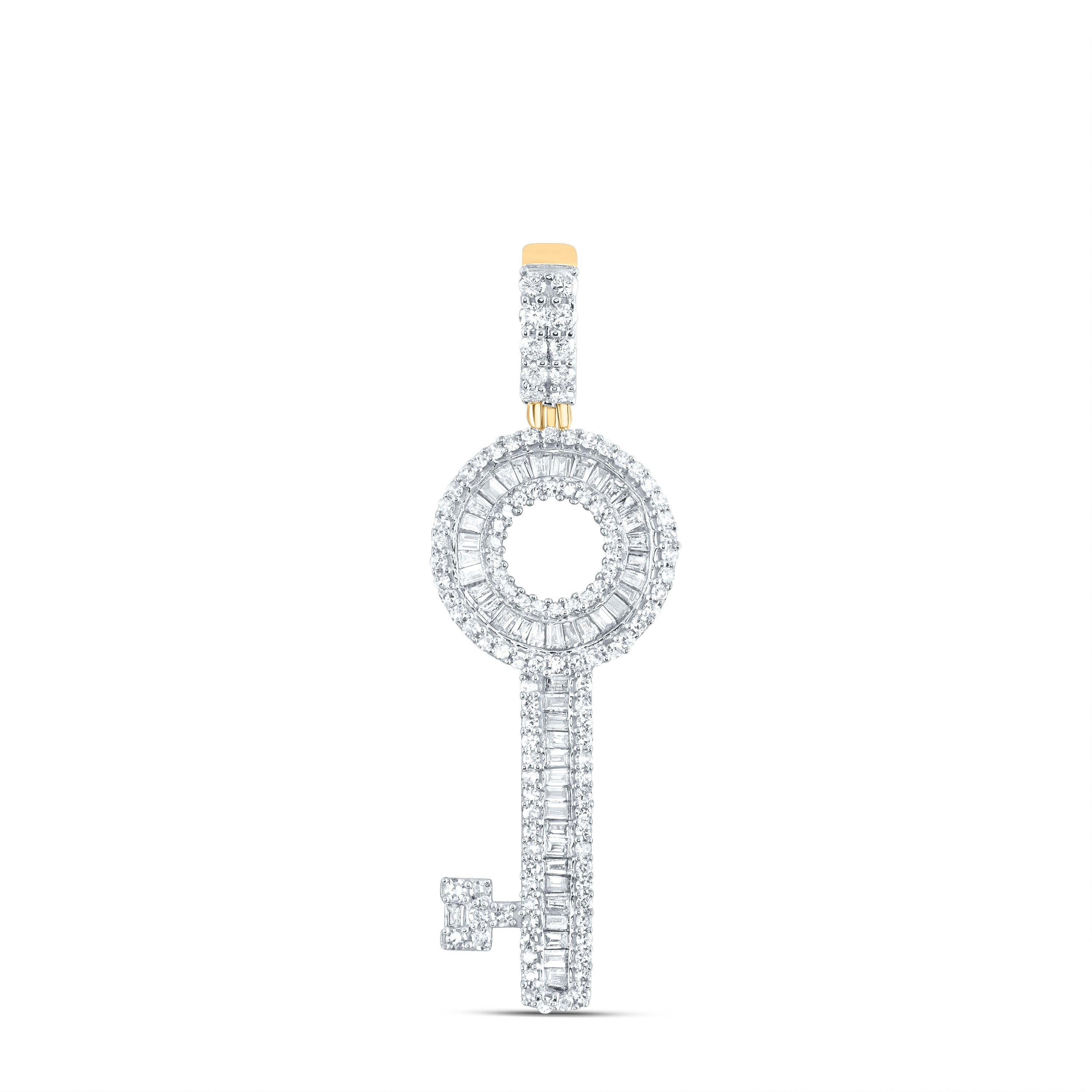 14kt Yellow Gold Womens Baguette Diamond Key Pendant 1 Cttw