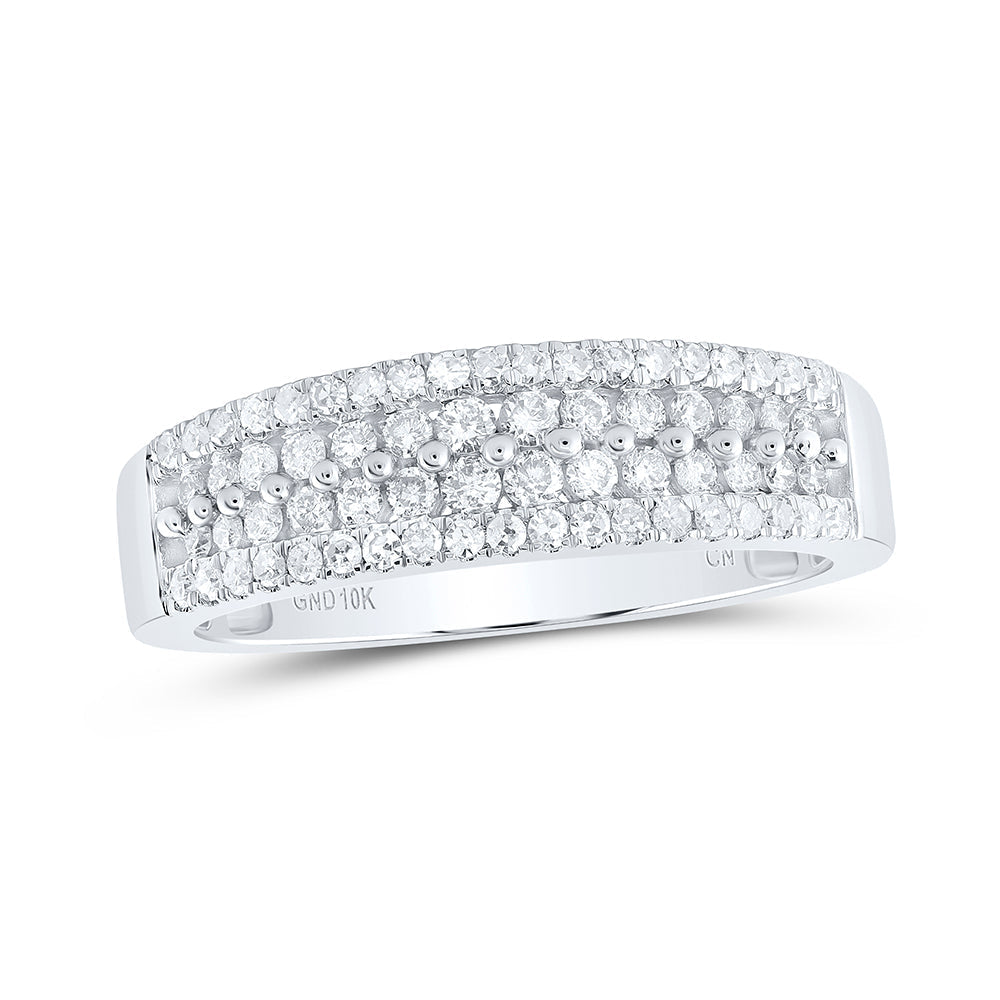10kt White Gold Womens Round Diamond Pave Band Ring 1/2 Cttw