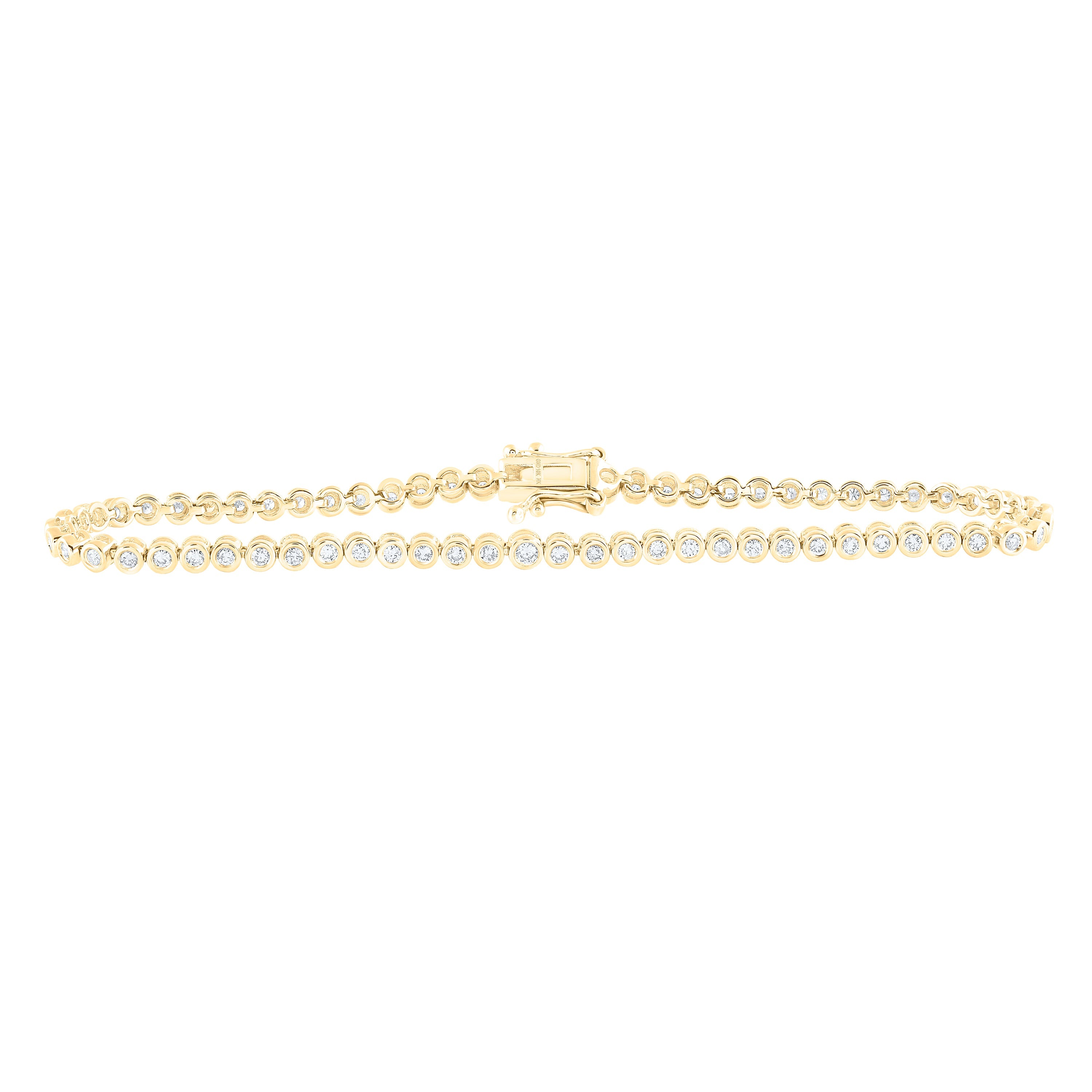 10kt Yellow Gold Womens Round Diamond Tennis Bracelet 7/8 Cttw