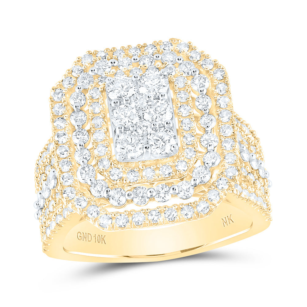 10kt Yellow Gold Round Diamond Octagon Bridal Wedding Engagement Ring 2 Cttw