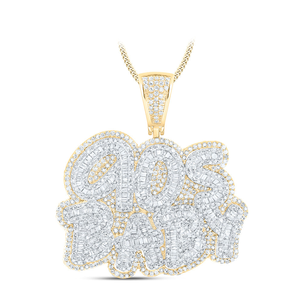 10kt Yellow Gold Mens Round Diamond 90s BABY Phrase Charm Pendant 3 3 Gold N Diamonds