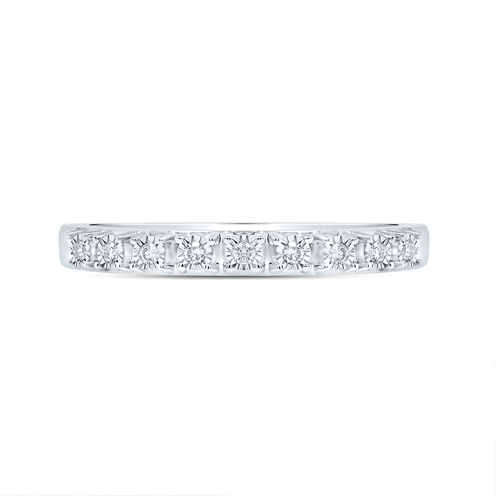 10kt White Gold Womens Round Diamond Illusion-set Band 1/20 Cttw