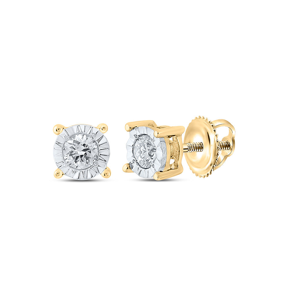 10kt Yellow Gold Round Diamond Stud Earrings 1/8 Cttw