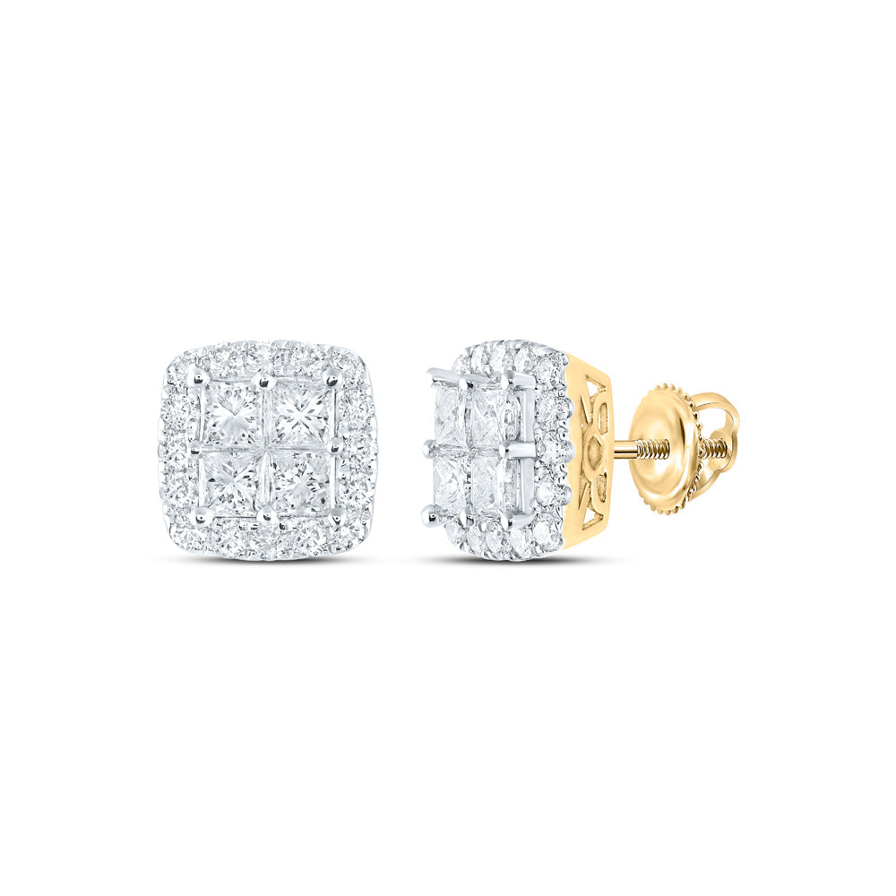 14kt Yellow Gold Womens Princess Diamond Square Earrings 2-7/8 Cttw