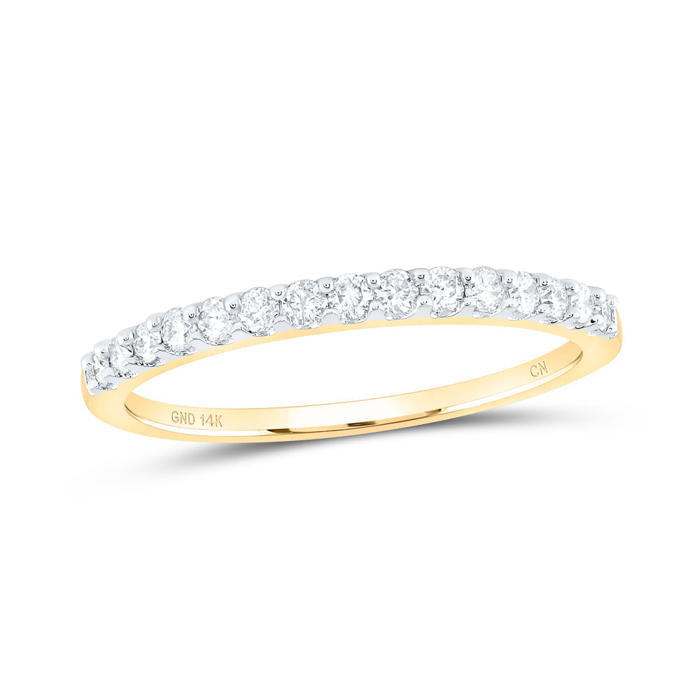 14kt Yellow Gold Womens Round Diamond Wedding Anniversary Band 1/4 Cttw