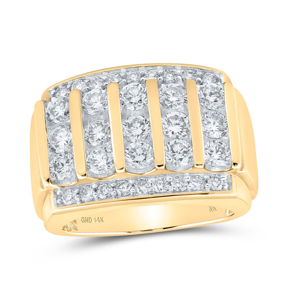 14kt Yellow Gold Mens Round Diamond Band Ring 3 Cttw