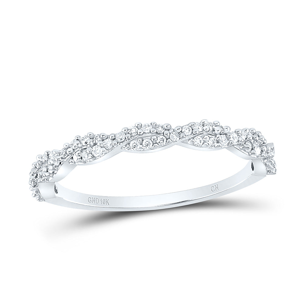 10kt White Gold Womens Round Diamond Twist Stackable Band Ring 1/6 Cttw