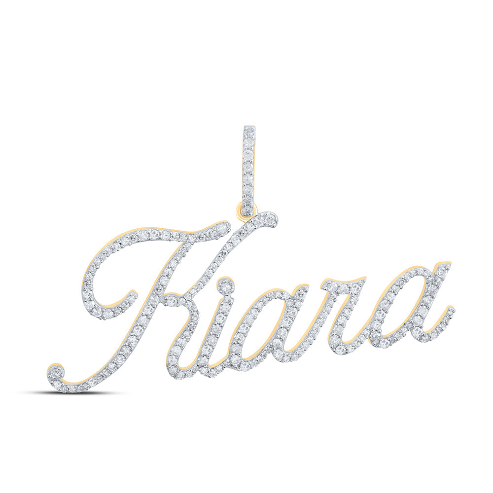 10kt Yellow Gold Womens Round Diamond KIARA Name Pendant 3/4 Cttw