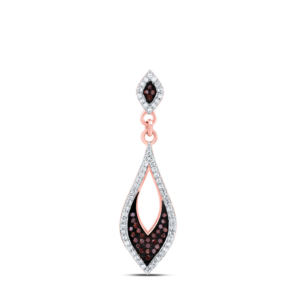 10kt Rose Gold Womens Round Red Color Enhanced Diamond Fashion Pendant 1/5 Cttw