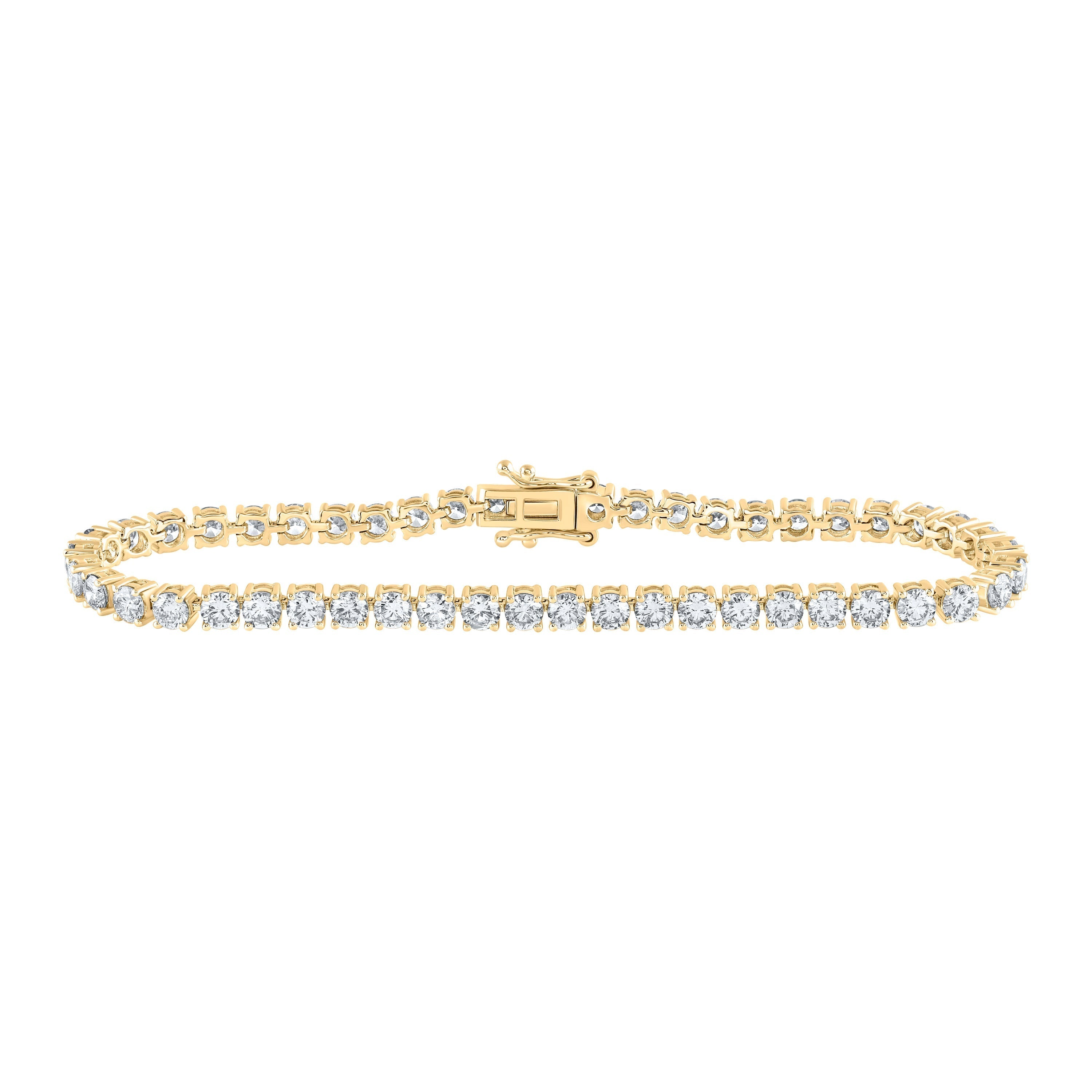 14kt Yellow Gold Womens Round Diamond Fashion Bracelet 7 Cttw