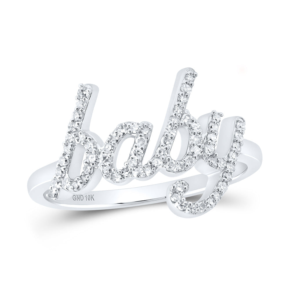 10kt White Gold Womens Round Diamond BABY Band Ring 1/4 Cttw