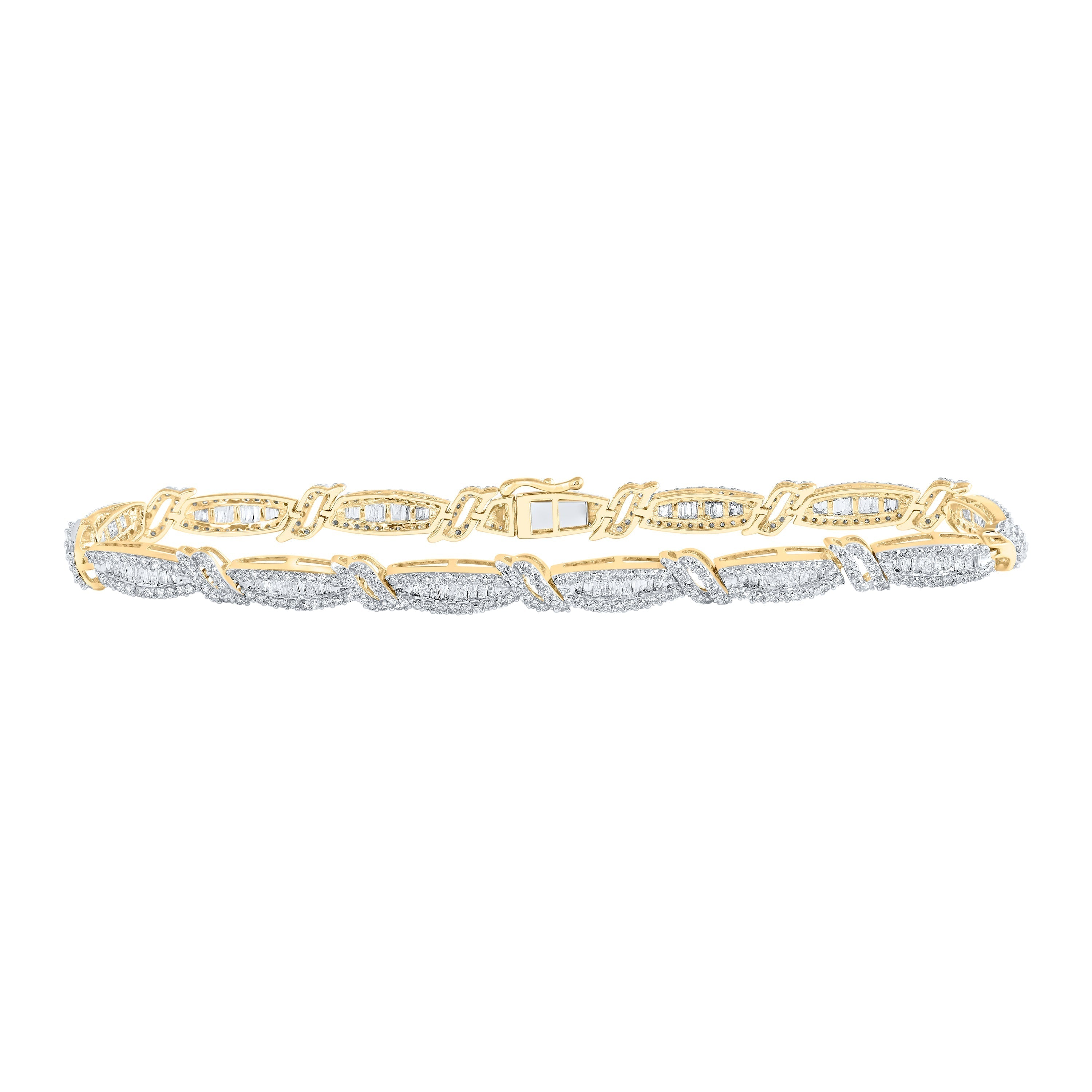 10kt Yellow Gold Mens Round Diamond 8.5-inch Link Bracelet 4-3/8 Cttw