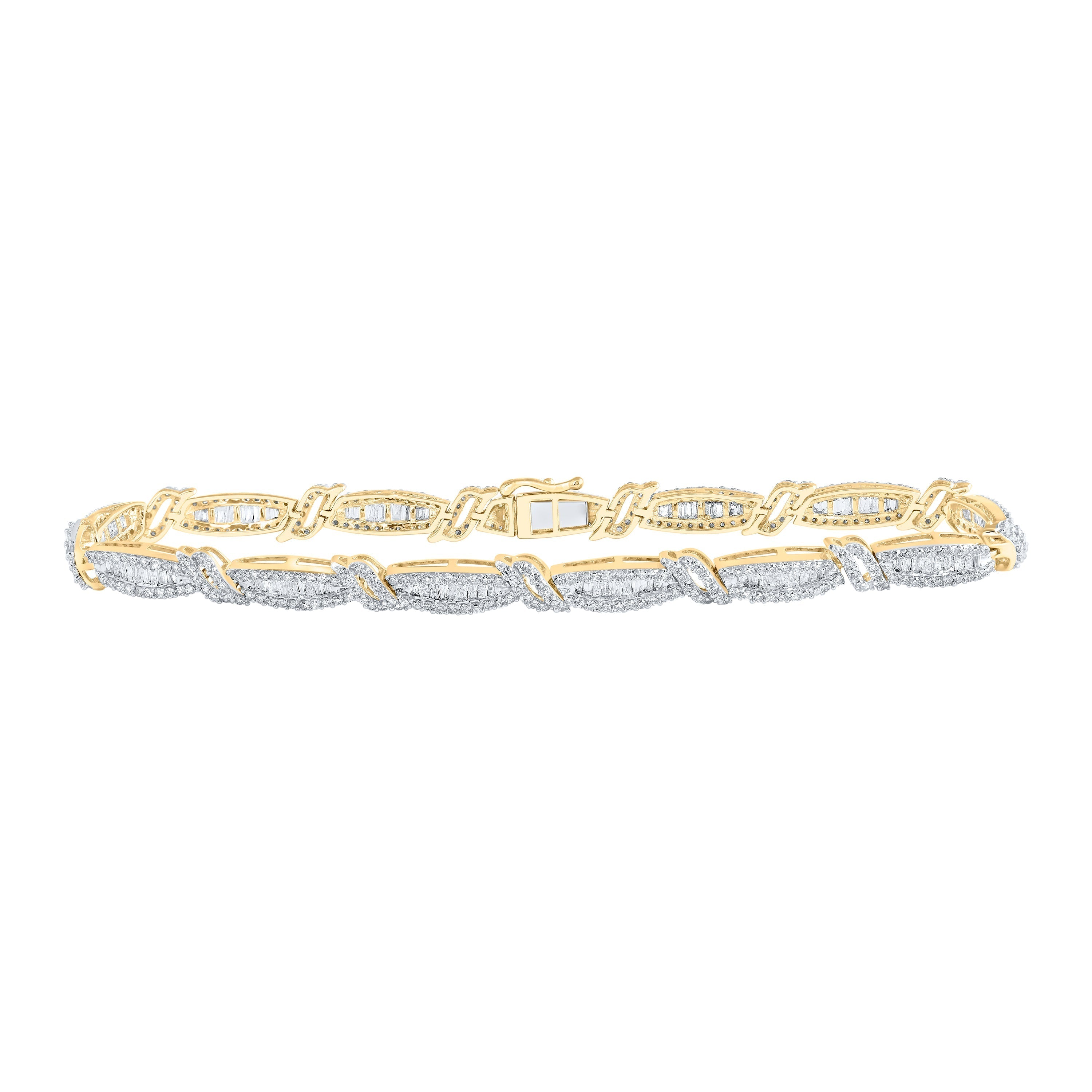 10kt Yellow Gold Mens Round Diamond 8.5-inch Link Bracelet 4-3/8 Cttw