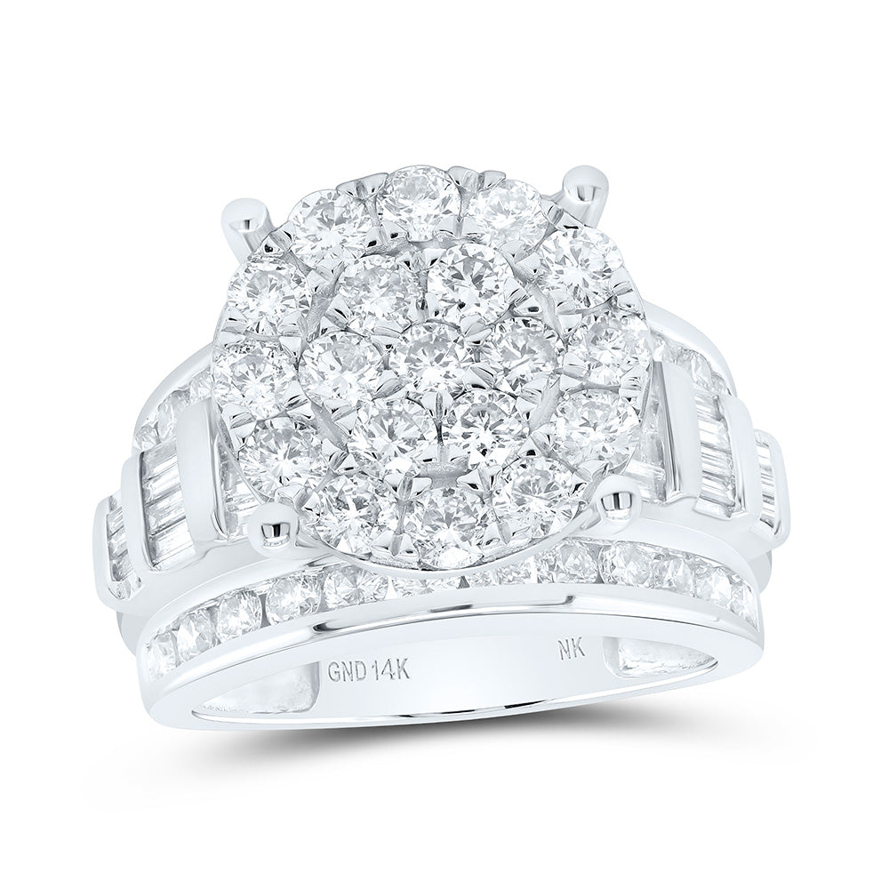 10kt White Gold Round Diamond Cluster Bridal Wedding Engagement Ring 3 Cttw