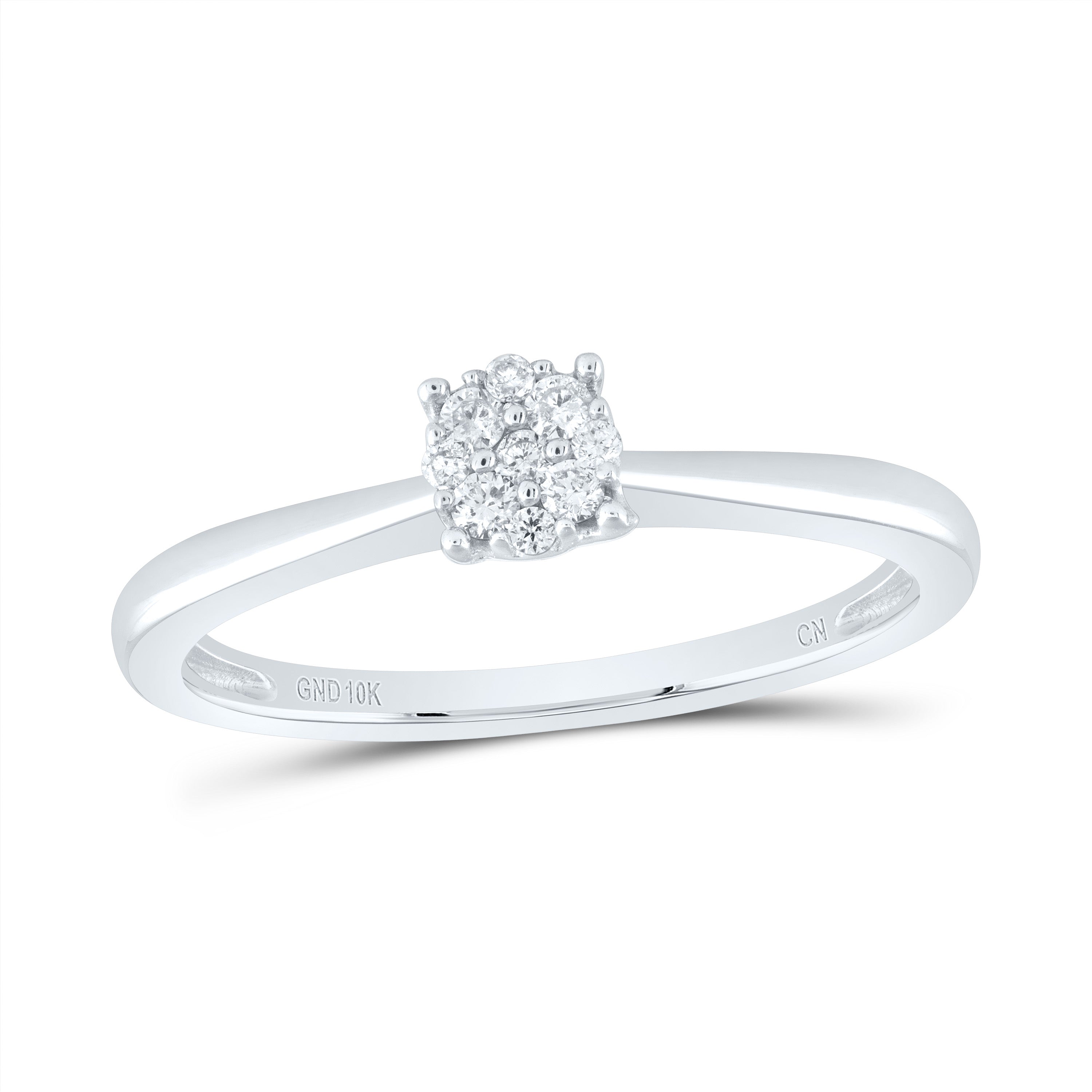 10kt White Gold Womens Round Diamond Cluster Ring 1/6 Cttw