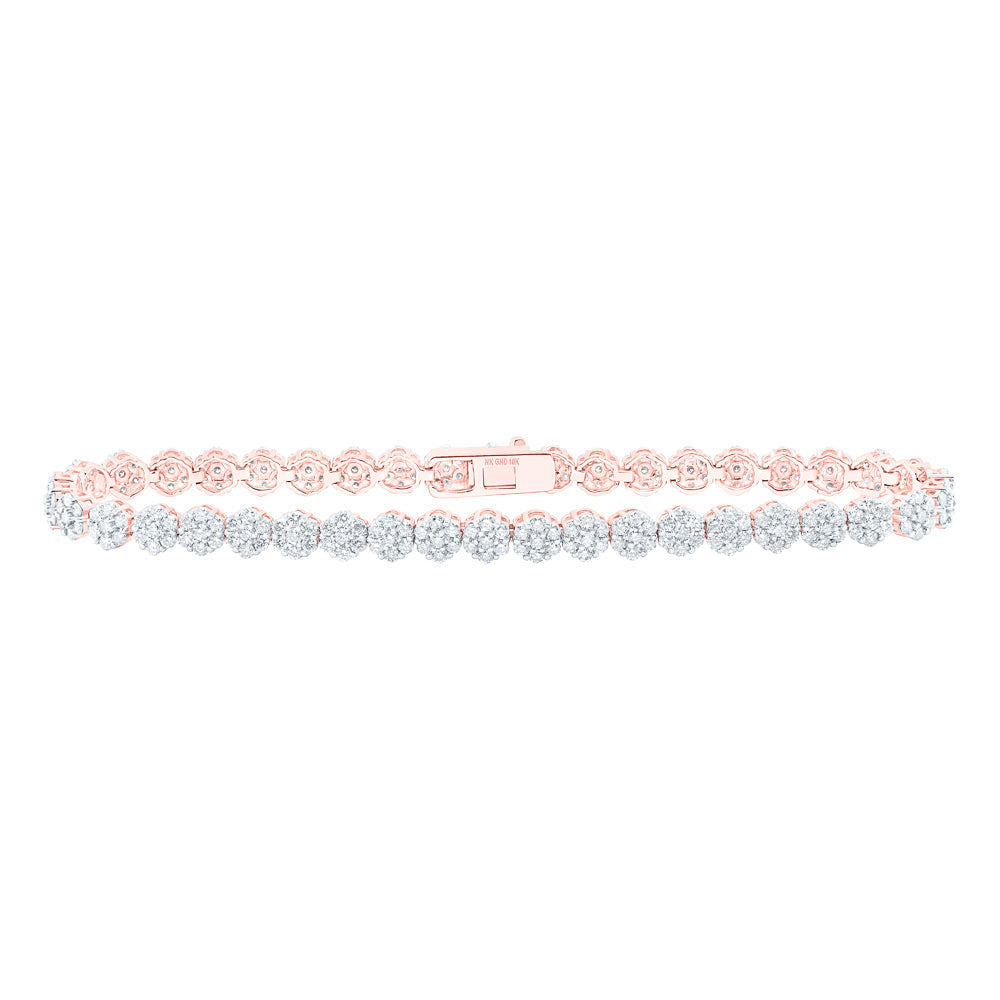 10kt Rose Gold Womens Round Diamond Fashion Bracelet 3-1/5 Cttw