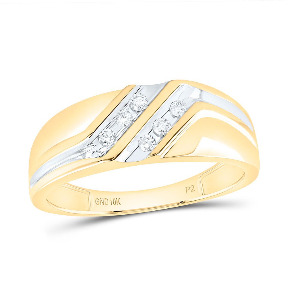 10kt Two-tone Gold Mens Round Diamond Wedding Band Ring 1/8 Cttw