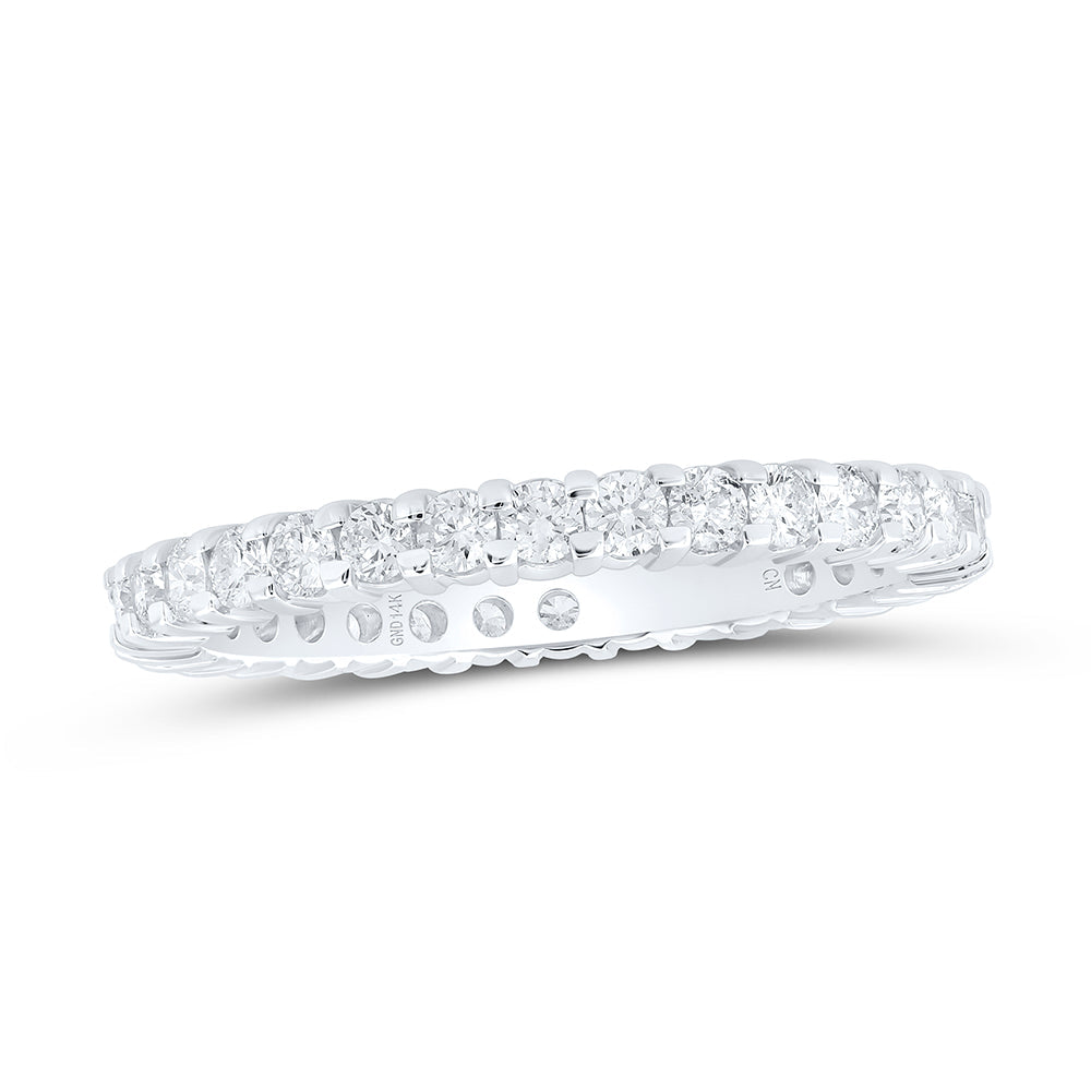 14kt White Gold Womens Round Pave-set Diamond Eternity Wedding Anniversary Band 1 Cttw