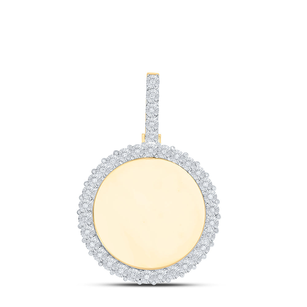 10kt Yellow Gold Mens Round Diamond Memory Circle Charm Pendant 5/8 Cttw
