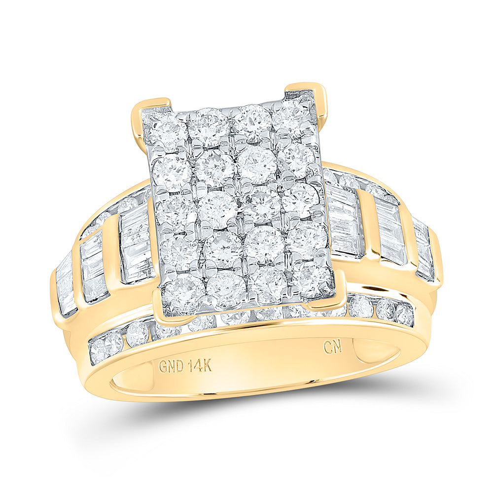 10kt Yellow Gold Round Diamond Cluster Bridal Wedding Engagement Ring 2 Cttw