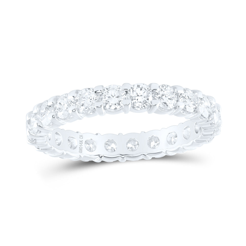 14kt White Gold Womens Round Pave-set Diamond Eternity Wedding Band 2 Cttw