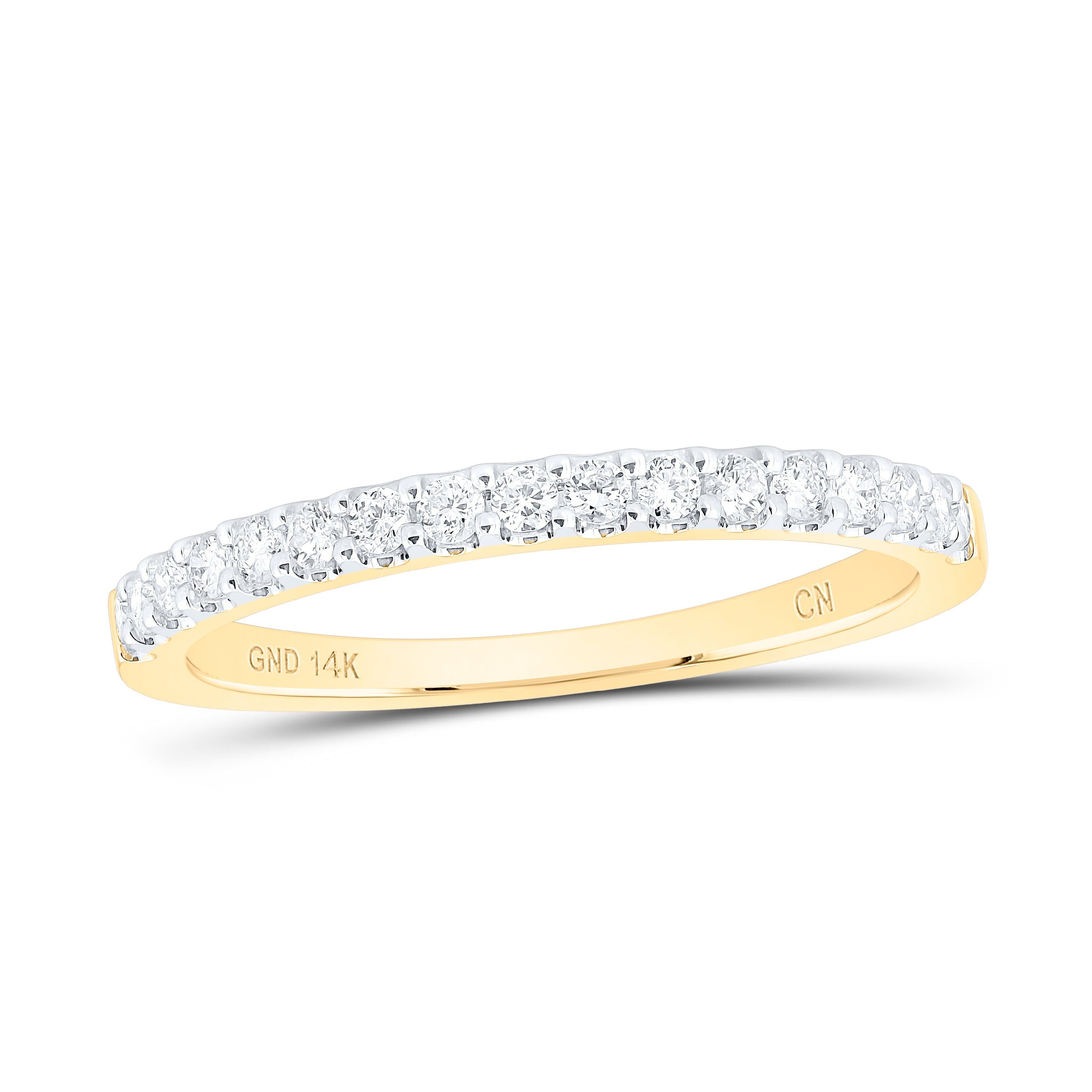 14kt Yellow Gold Womens Round Diamond Wedding Single Row Band 1/3 Cttw