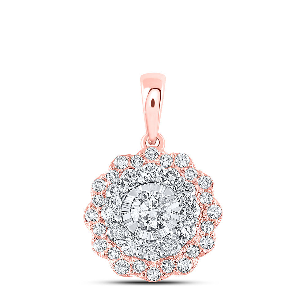 10kt Rose Gold Womens Round Diamond Fashion Pendant 3/4 Cttw
